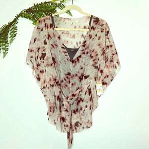 NWT RACHEL Rachel Roy Drop Anchor Floral Sheer Top